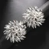 Charm New Shiny Rhinestone Sunshine Flowers Big Clip Earrings For Women Fashion Jewelry Boutique Ladys Collection Earrings Accessory240408