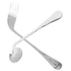 Disposable Flatware Parkinson's Easy Use Spoon Baby Angled Utensil Stainless Steel Hand Fork Toddler Silicone Spoons