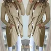 Fall Winter Chic Lady Solid Color Lapel Long Sleeve Button Slit Woolen Overcoat Warm Women Outerwear Winter Coat Casual Slim Fit