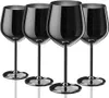 مجموعة نظارات النبيذ الأسود من 4 أونصة من الفولاذ المقاوم للصدأ غير القابل للكسر الزجاج المعدني الجذري للاشتعال في الهواء الطلق 240408