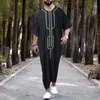 Homens Jubba THOBE Roupas Islâmicas Ramadã Mens Abaya Vestido Longo Robe Saudita Vestido Musulman Caftan Jubah Dubai 240328