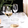 Golden Edge Vertical Rands Wine Glass Wedding Crystal Goblet Champagne Glassar Transparent Vodka Whisky Cup Beer 240408