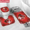 Rideaux de douche Santa Claus Red Curtain Curtain de Noël Tapis de bain de salle de bain Tapis et couvercle de toilette Couverture de neige