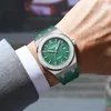 Zegarek Sprzedawanie Business Automatyczny zegarek mechaniczny Miyota Ruch Sapphire Glass Mirror Glow Green Guma Pasek Modny