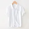 Mäns casual skjortor vit klassisk vanlig basskjorta för män 2024 sommar mode bomull kort ärm blusar ungdomar manliga vackra toppar