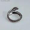 Cluster Rings Foxanry Silver Color Vintage Fashion Gothic Punk Ancient Dragon Mens smycken Öppning Ring Thai Silver Pojkvän Party240408