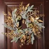 Decoratieve bloemen Youzi Kerstmis 50 cm/19,6 inch kunstmatige kerstkrans met LED -lichten voor thuisbasis Farmhouse Holiday Decor