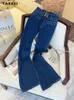 Damesjeans Y2K High Street Skinny Taille Flar La Vared Pants 2024 Lente zomer Vintage Blue Slim Fit Harajuku Denim Trouser