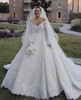 Boho baljurk trouwjurk voor bruid uit schouder fulllace trouwjurken lange mouwen ruche gewaad de mariage lacefull bruidsjurken