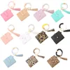 Material de cuentas de silicona Bolsa Bag Patrón de leopardo Pulsera de silicona PU Tassel Billetera para mujeres Taselador de llavero transversal