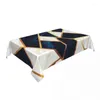 Table Cloth Waterproof Navy Gold Stone Geometric Marble Texture Tablecloth Backing Elastic Edge Covers Modern Abstract