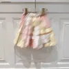 Nuove tute per bambini per la stampa colorata di stampa abiti da ragazza vestiti per bambini Designer taglia da 90-160 cm maglietta e gonna corta 24pril