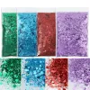 Glitter 4 väska*50G färgglad ljus nagel glitter fin pulver dekoration glittrande chunky blandad hexagon sequin bulk pigment naglar tillbehör