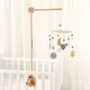 Houten baby raket bed bell beugel set haak ster rammelaarruimte astronaut mobiele wieg hangend speelgoed voor kinderen geschenken 240408