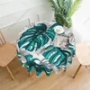 Panno tavolo foglie di palma tropicali e tovaglia rotonda di fiore resistente alla copertura circolare a prova di acqua decorativa per picnic da pranzo in cucina