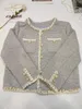 Kurtka damska Mała zapach lawendowa fioletowa tweed kardigan bluzki jesienne zima krótka koreańska moda odzież 240401