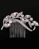 Vintage Leaf Crystal Silver Bridal Hair Combs Hairpin Tiara Bröllop hårtillbehör Hår smycken brudhuvudstycken3717656