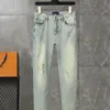 Designer men's Jeans Fashion Flower Letters Slim stretch High street fashion pants Solid color denim casual pants