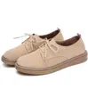 2023 Vinterkvinnor Sneakers Oxford Shoes Flats Sko Läder Suede Lace Up Boat Round Toe Moccasins 240329