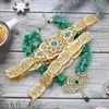 Sunspicems Moroccan Caftan Belt Natural Stone Necklace for Women Arabian Bride Wedding Jewelry Body Chain Gold Color Waist 240401