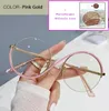 Óculos de sol Moda feminina redonda de metal semirim Pochromic Bifocal Reading Feminino Presbyopia Hyperopia Glasses Lens personalizada