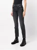 Women's Jeans Stretch Straight Fashion Casual Lady Ankle-Length Black Denim Pants