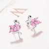 Boucles d'oreilles étalon 1 paire rose cristal flamanto femmes minuscule déclaration des boucles d'oreille filles à la mode de mariage mariée bijoux d'oiseau