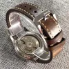 Bekijkt Parnis GMT Pilot Vintage Automatic Watch voor mannen 316L roestvrijstalen lederen band Glass Back ST2557 Movement Sports Watches