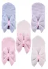 Haarzubehör geborene Babyhut Kleinkind warme Hüte Baumwollgestreifte Mützen weich rosa weiße Jungen Mädchen Bogen Beanies für 06m5151086