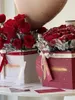 Brocada de presente 1pcs Dia dos namorados Caixa de embalagem de rosas grossa bolsa de cluster de flores com padrão de ponto dourado