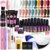 Kits completos de ferramentas de arte manicure 20 cores esmalte de gel com 36w lâmpada de unha poli unha kit semi permanente no conjunto de unhas de verniz