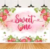 Décoration de fête Sweet One Ftearp Berry Decorations d'anniversaire Strawberry Girls 1st Pogmentation Background Banner Decor