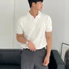 Jacquard Polo tricoté à hommes T-shirt à manches courtes à manches