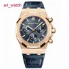 AP Tourbillon Pols Watch Royal Oak Series 26240or Rose Gold Blue Plate Belt Mens Leisure Business Sports Back Transparant automatisch mechanisch horloge