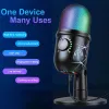 Microphones Desktop Microphone Condenser Mic with RGB Gaming Ambient Light for YouTube Video Recording Studio, Streaming Podcast Live