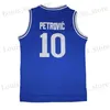 Mäns T-shirts baskettröjor Cibona 10 Petrovic Sewing Brodery billig högkvalitativ utomhussporttröja blå 2023 Ny sommar T240408