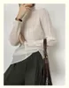 Kvinnors T-skjortor Alsey Miyake Pleated Women Topps High Fashion Designer Estetiska kläder Bekväma kausal långärmad Turtleneck T-shirt