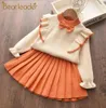 Bärenführer Neugeborene Mädchen warm Kleid süßer Herbst Winter Neues Baby Strickkleidung Kleinkindkindhirt für Mädchen Kleider8817069