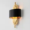 Wall Lamp Gold Sconces Lighting Fixtures Bedroom Living Room Black Lampshade AC90-260V LED