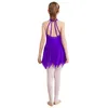 STAGE PEUR KIDS Girls Ballet Leotards Tutu Figure Ice Skating Dance Dance Robe sans manches brillantes Costume de performance de gymnastique brillante