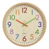 Horloges murales Couleur de dessin animé de 12 pouces pour enfants chambre numérique muet bambou horloge diy moderne conception décoration de maison
