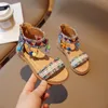 Ethnic Style Simple Children Roman Shoes Soft Breatheable Flats Open-toe Kids Shoes Non-slip Girls Sandals GLADIATOR 240319