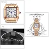 Montre-bracelets Luxury Exquis Square Watch Femmes Steel Band étanche Marque décontractée Horloge Hands Femelles Fashion Quartz Wristwatch Ladies