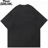 T-shirt noir lavé hip hop streetwear vintage violet graphique d'horreur château t-shirt coton tshirt hommes tops t-shyt unisexe y2k 240329