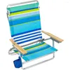 Классическая мебель для лагеря Классическая 5-позиционная складная пляжная стул 30,8 "x 24,75" 29,5 "прохладные синие полосы розовые/белые/бежевые/черные