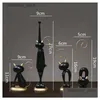 Arts And Crafts Creative Resin Cartoons Cat Abstract Four-Piece Suit Simation Animal Handicraft Furnishins Modern Home Decorations D Dhykf