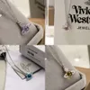 Designer Viviane Westwood Jewelry Empress Dowager Saturnus Rotertable Glass Pärlor Mikrouppsättning med Zircon -halsband unikt och avancerad klumpikelkedja Elegant halschain