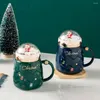Tasses dessin animées tasses d'eau en céramique 500 ml mignon cadeaux de Noël cadeaux milkinring avec cuillère à la maison drinkware tasse tasse