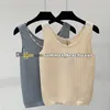 Klassieke holle gebreide vest Pearl -trim gebreide Vest Zomer Casual Ademende gebreide tanks T Tees Women Knits T -shirt designer tanktop