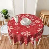 Table Cloth Round Christmas Tablecloth 60 Inch Snowflake Xmas Red Winter Holiday For Home Dining Decorations
